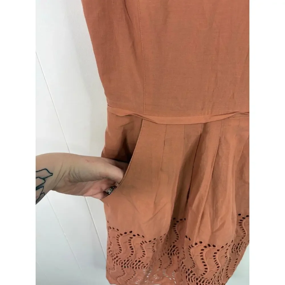 J. Crew Delaney Eyelet Dress 00 Pink Peach Sleeveless Mini